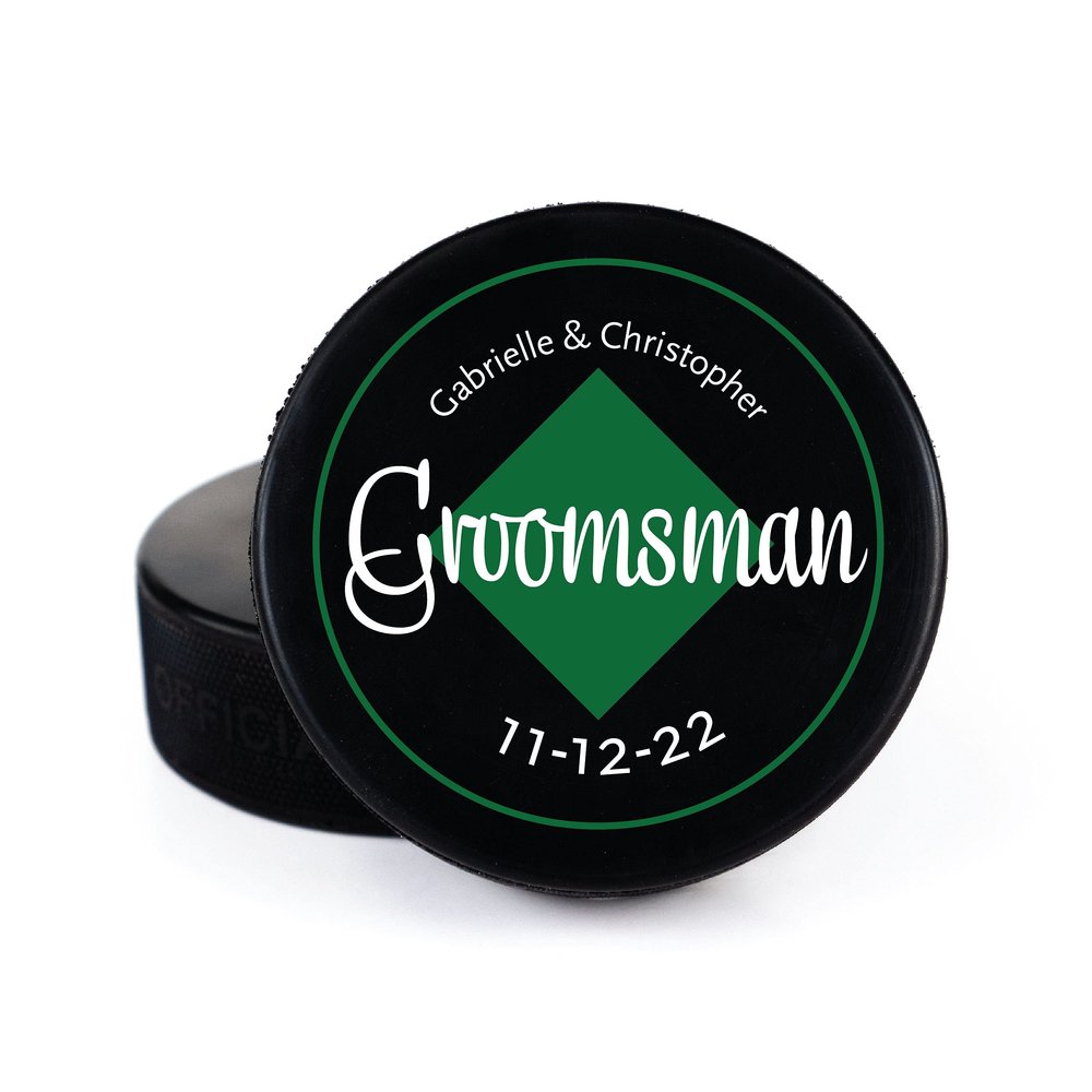 Buffalo Bottle Craft Groomsman Hockey Puck Gift for The Best Man Printed Puck - Official Size- Custom Wedding Hockey Puck Proposal Gift Ring Bearer, Officiant