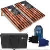 Tailgating Pros Rustic American Flag Cornhole Boards w/Bean Bags - 4'x2' Distressed Flag Cornhole Game w/Carrying Case & Corn Hole Bags view 1