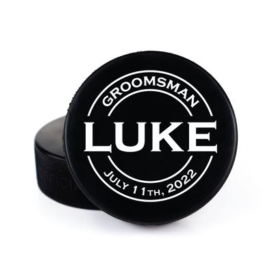 Buffalo Bottle Craft Groomsman Hockey Puck Gift for The Best Man Printed Puck - Official Size- Custom Wedding Hockey Puck Proposal Gift Ring Bearer, Officiant