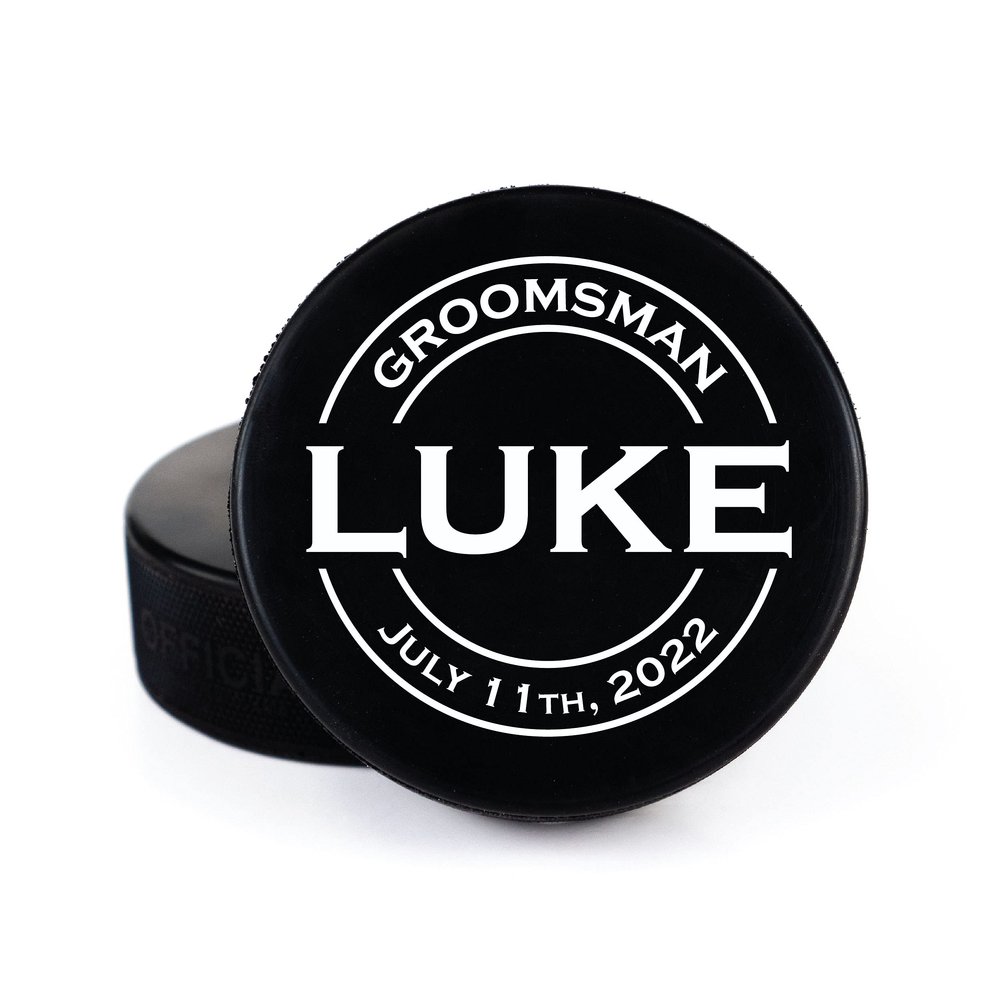Buffalo Bottle Craft Groomsman Hockey Puck Gift for The Best Man Printed Puck - Official Size- Custom Wedding Hockey Puck Proposal Gift Ring Bearer, Officiant