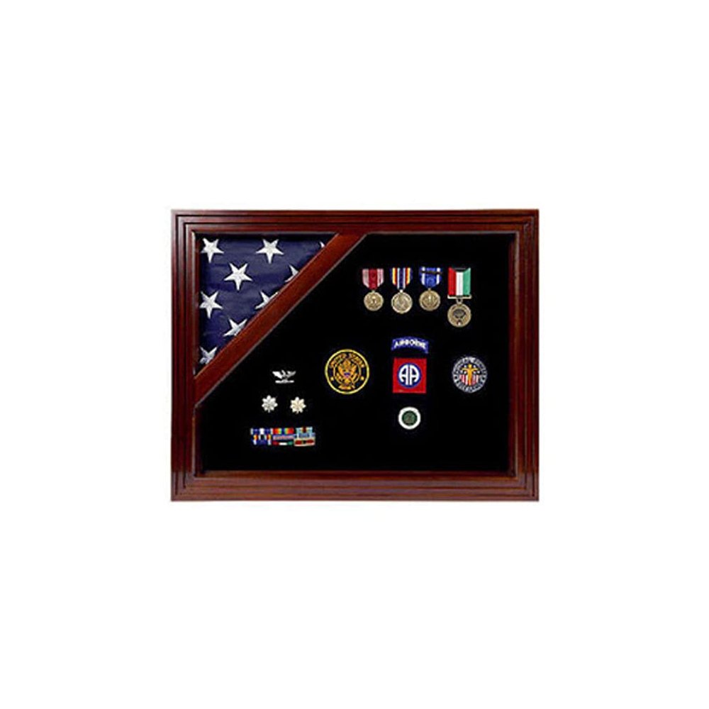 American Corner Flag and Medal Display case, Fit 3 x 5 Flag or Fit 3 x 5 Casket Flag.