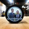 Buffalo Bottle Craft Groomsman Hockey Puck Gift for The Best Man Printed Puck - Official Size- Custom Wedding Hockey Puck Proposal Gift Ring Bearer, Officiant view 4