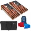 Tailgating Pros Rustic American Flag Cornhole Boards w/Bean Bags - 4'x2' Distressed Flag Cornhole Game w/Carrying Case & Corn Hole Bags view 1