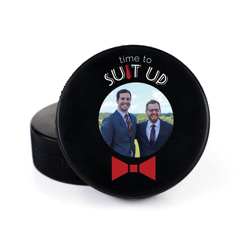 Buffalo Bottle Craft Groomsman Hockey Puck Gift for The Best Man Printed Puck - Official Size- Custom Wedding Hockey Puck Proposal Gift Ring Bearer, Officiant