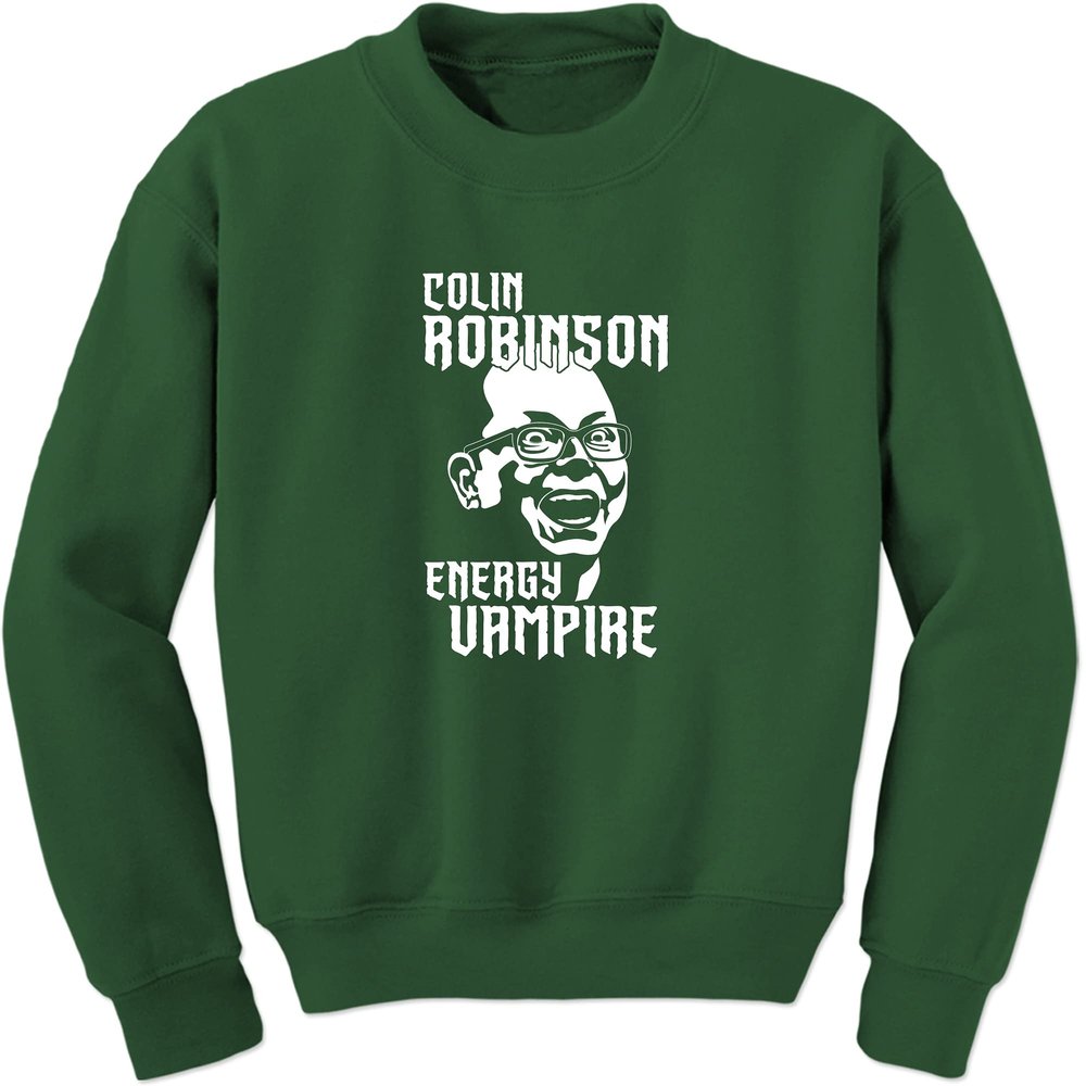 Unisex Colin Robinson Energy Vampire Shadows X-Large Forest Green Crewneck Sweatshirt