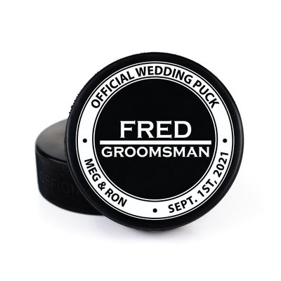Buffalo Bottle Craft Groomsman Hockey Puck Gift for The Best Man Printed Puck - Official Size- Custom Wedding Hockey Puck Proposal Gift Ring Bearer, Officiant