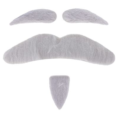 Sonew Funny Fake Mustaches Eyebrows, Party Halloween Christmas Lively Fake Costume Beard, Festive Performance Cosplay Self Adhesive Novelty Mustache, White