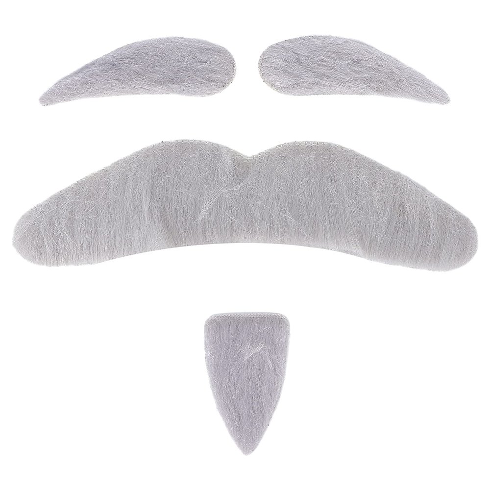 Sonew Funny Fake Mustaches Eyebrows, Party Halloween Christmas Lively Fake Costume Beard, Festive Performance Cosplay Self Adhesive Novelty Mustache, White