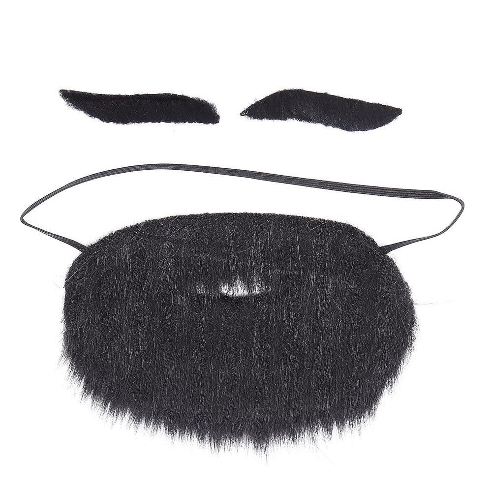 Sonew Funny Fake Mustache Eyebrow, Black Novelty Christmas Costume Fake Hair, for Costume Halloween Christmas Cosplay and Party Decoration(Blue paper card)