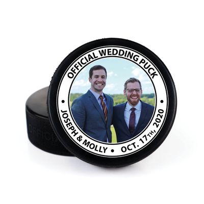 Buffalo Bottle Craft Groomsman Hockey Puck Gift for The Best Man Printed Puck - Official Size- Custom Wedding Hockey Puck Proposal Gift Ring Bearer, Officiant