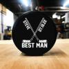 Buffalo Bottle Craft Groomsman Hockey Puck Gift for The Best Man Printed Puck - Official Size- Custom Wedding Hockey Puck Proposal Gift Ring Bearer, Officiant view 4