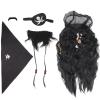 Sonew Pirate Costume Decoration, Wig + Headscarf + Fake Mustache + Fake Beard + Eye Patch, Party Pirate Accessories for Pirate Party Cosplay Fancy Dress view 1