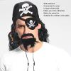 Sonew Pirate Costume Decoration, Wig + Headscarf + Fake Mustache + Fake Beard + Eye Patch, Party Pirate Accessories for Pirate Party Cosplay Fancy Dress view 3