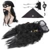 Sonew Pirate Costume Decoration, Wig + Headscarf + Fake Mustache + Fake Beard + Eye Patch, Party Pirate Accessories for Pirate Party Cosplay Fancy Dress view 4