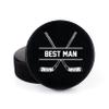 Buffalo Bottle Craft Groomsman Hockey Puck Gift for The Best Man Printed Puck - Official Size- Custom Wedding Hockey Puck Proposal Gift Ring Bearer, Officiant view 1