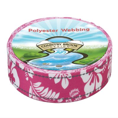 Country Brook Design - Pink Hawaiian Reflective Polyester Webbing (1 Inch, 20 Yards)