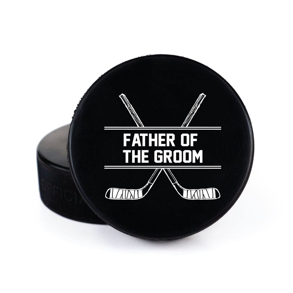 Buffalo Bottle Craft Groomsman Hockey Puck Gift for The Best Man Printed Puck - Official Size- Custom Wedding Hockey Puck Proposal Gift Ring Bearer, Officiant