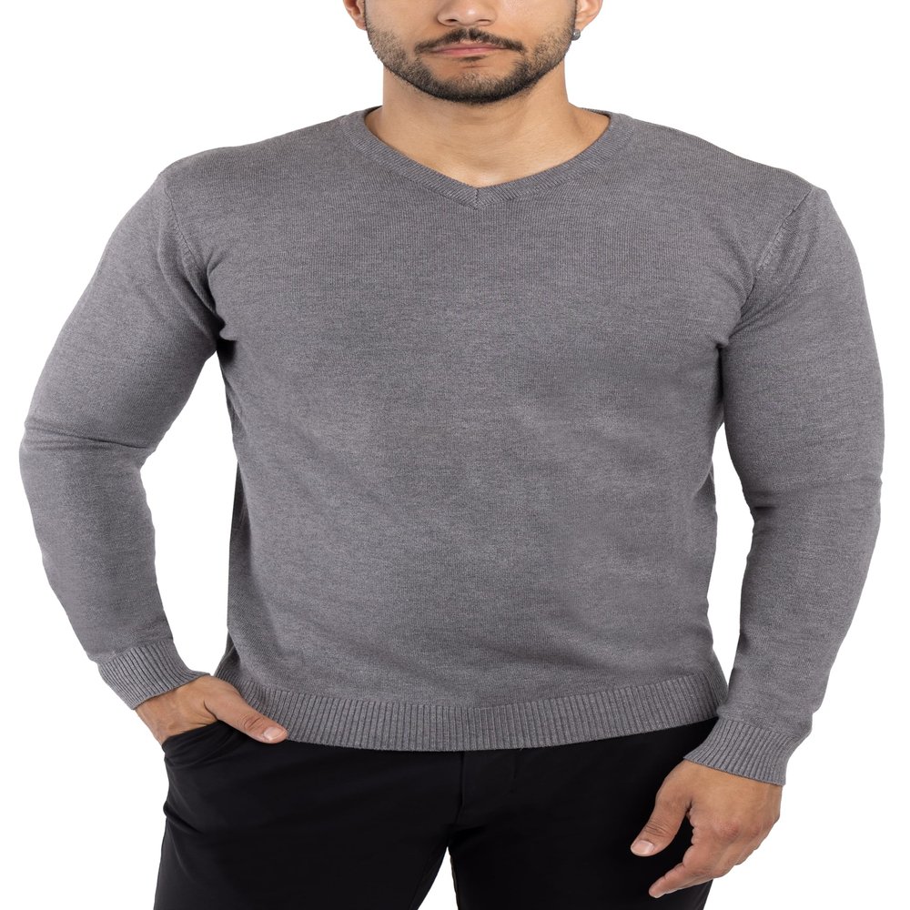 X RAY Mens V Neck Sweater, Basic Slim Fit Pullover, V-Neck Dress Sweater for Men Fall Winter (Big & Tall), Charcoal, 6X-Large