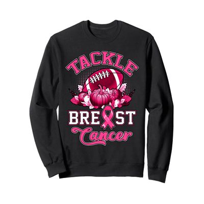 Tackle Breast Cancer Pink Ribbon Football Support Squad Mens Sweatshirt