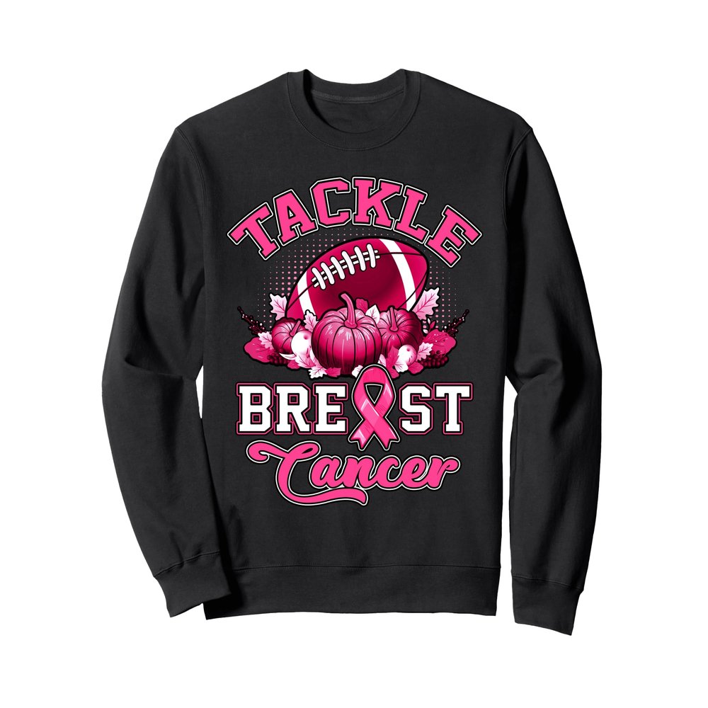 Tackle Breast Cancer Pink Ribbon Football Support Squad Mens Sweatshirt