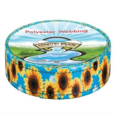 Country Brook Design - Sunflowers Reflective Polyester Webbing (1 Inch, 20 Yards)