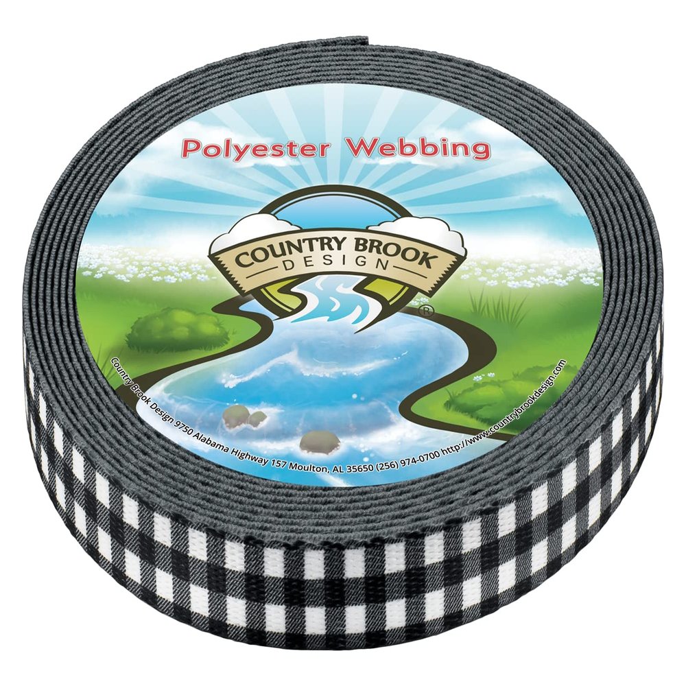 Country Brook Design - Black & White Buffalo Plaid Polyester Webbing (5/8 Inch, 20 Yards)