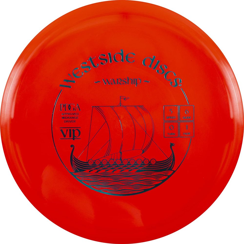 Westside Discs VIP Warship Disc Golf Midrange | Stable Disc Golf Mid Range for All Skill Levels | Durable Premium Plastic | Straight, Controllable Flight | 170g+ (Red)