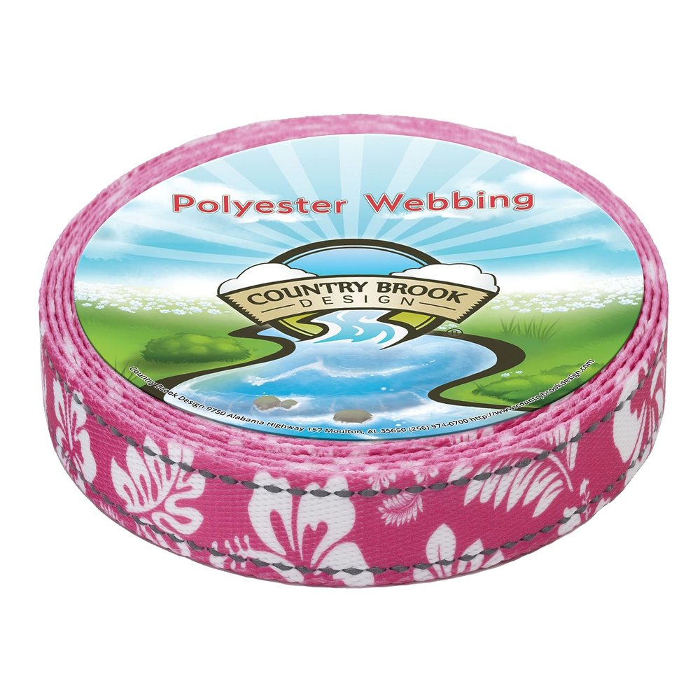 Country Brook Design - Pink Hawaiian Reflective Polyester Webbing (5/8 Inch, 50 Yards)
