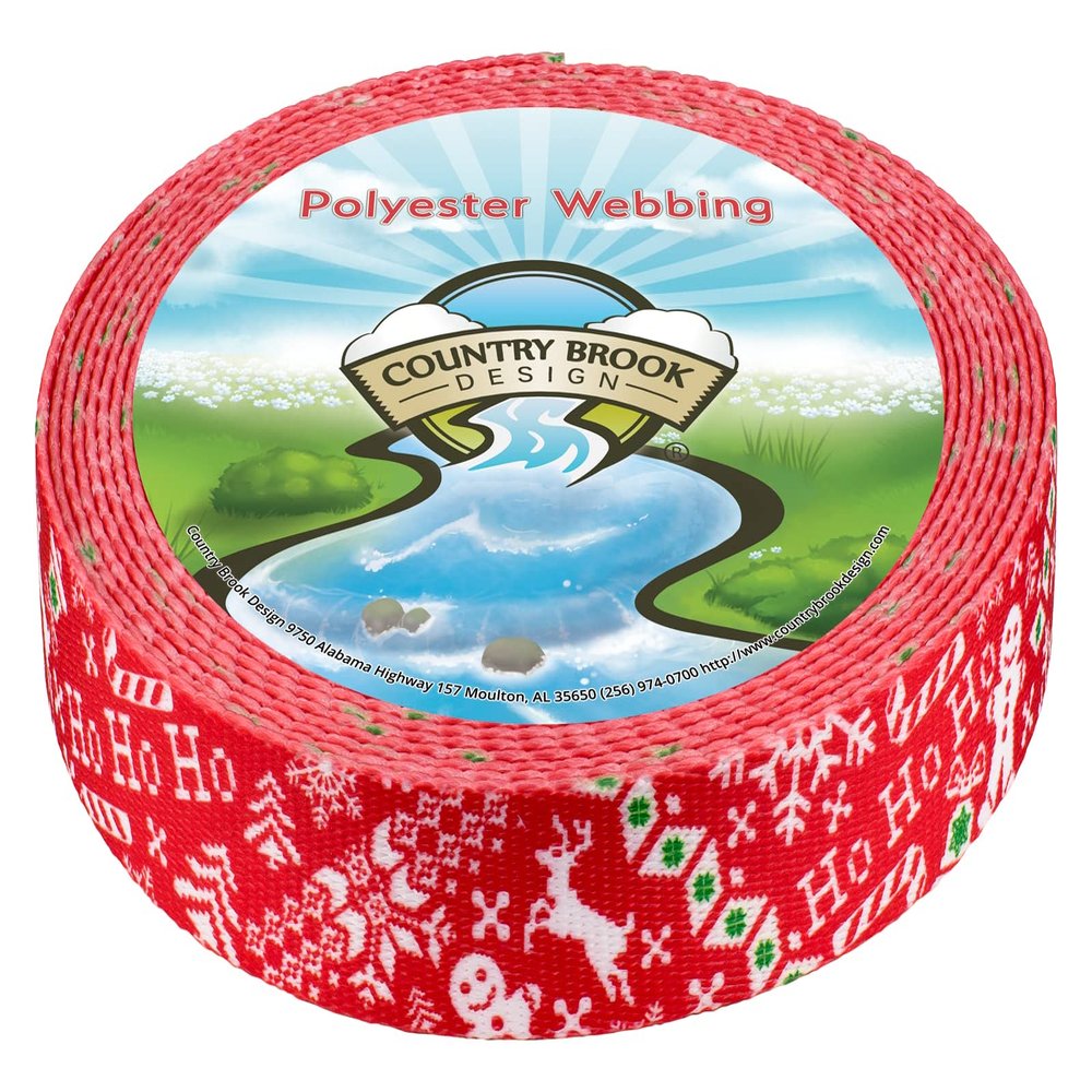 Country Brook Design - Ho Ho Ho Polyester Webbing (1 Inch, 20 Yards)