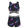 YONGHS Girls Swimming Gymnastics Sports Tankini Outfit Racerback Crop Top with Swim Shorts Rash Guard Black Horse A 16 Years view 1