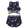 YONGHS Girls Swimming Gymnastics Sports Tankini Outfit Racerback Crop Top with Swim Shorts Rash Guard Black Horse A 16 Years view 4