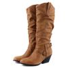 Hbeylia Knee High Boots For Women Fashion Casual Slouchy Ruched Round Toe Chunky Block High Heels Knee Length Boots Winter Fall Dress Stuffed Pull On Mid Calf Tall Boots For Ladies Halloween Decor view 1