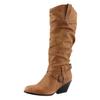 Hbeylia Knee High Boots For Women Fashion Casual Slouchy Ruched Round Toe Chunky Block High Heels Knee Length Boots Winter Fall Dress Stuffed Pull On Mid Calf Tall Boots For Ladies Halloween Decor view 2