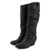 Hbeylia Knee High Boots For Women Fashion Casual Slouchy Ruched Round Toe Chunky Block High Heels Knee Length Boots Winter Fall Dress Stuffed Pull On Mid Calf Tall Boots For Ladies Halloween Decor view 2