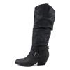 Hbeylia Knee High Boots For Women Fashion Casual Slouchy Ruched Round Toe Chunky Block High Heels Knee Length Boots Winter Fall Dress Stuffed Pull On Mid Calf Tall Boots For Ladies Halloween Decor view 4