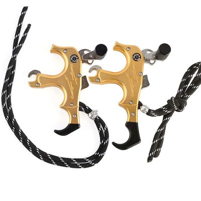 AMEYXGS Archery Release Aids 3/4 Fingers Automatic Compound Bow Release Trigger Thumb Release for Compound Bow Accessory (Gold)