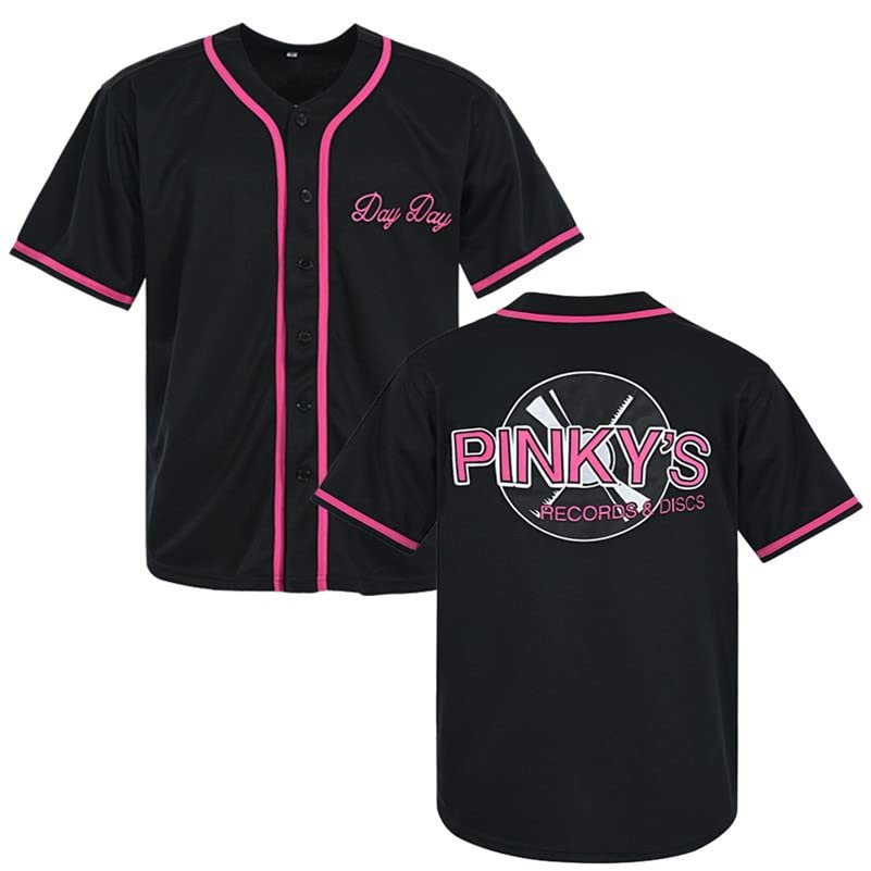 Men's Next Friday Pinky's Record Movie 90s Hip Hop Stitched Sports Fan Baseball Jersey Clothing for Party Black Pink (Black, XXXL)