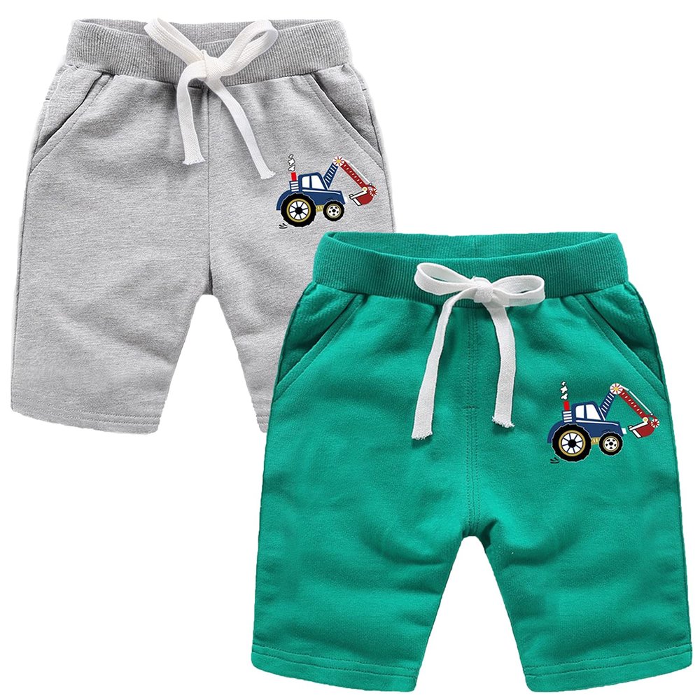 EISHOW 2-Pack Baby Boys Girls Shorts Basketball Soccer Funny Print Short Pants Soft Cotton Shorts with Drawstring Pockets