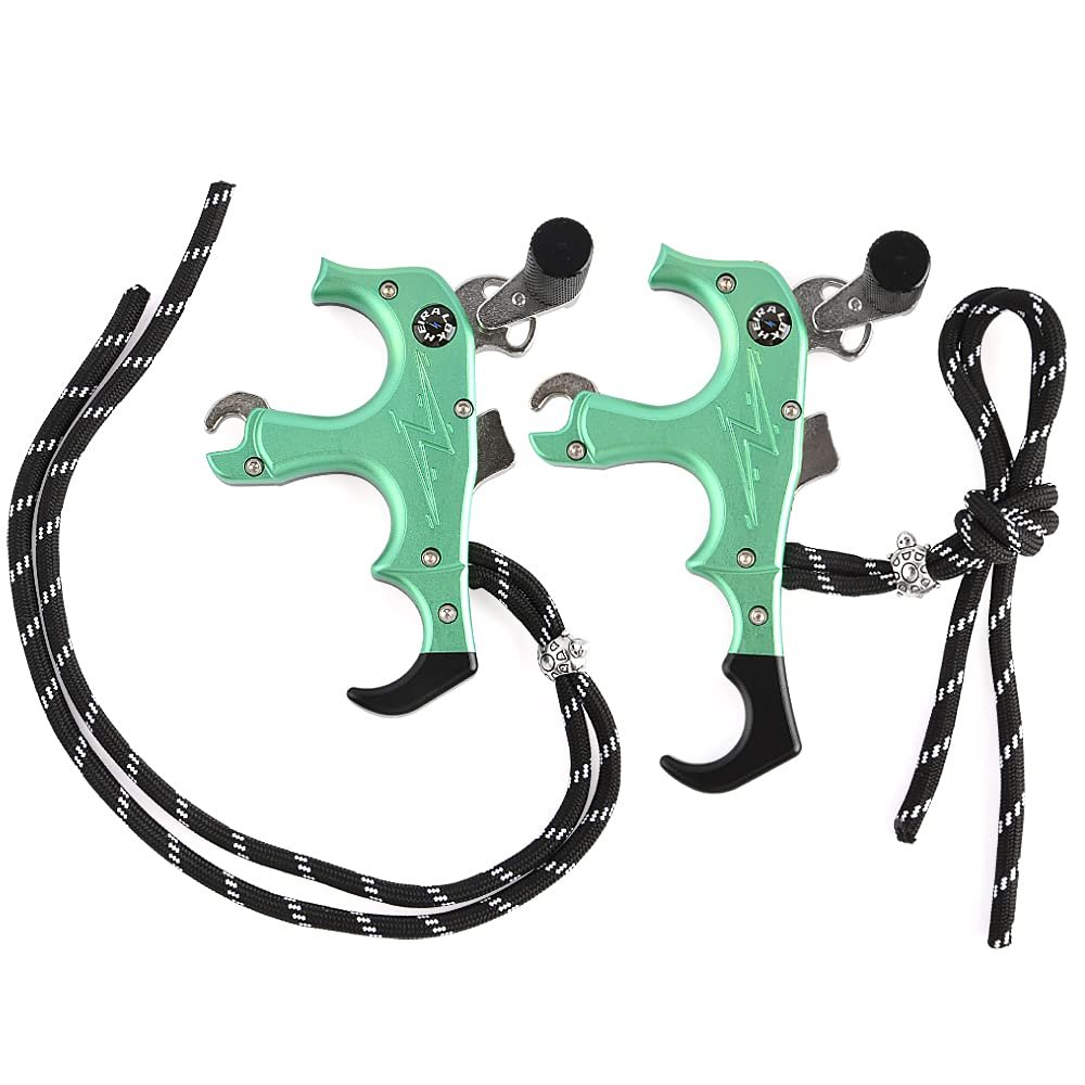 AMEYXGS Archery Release Aids 3/4 Fingers Automatic Compound Bow Release Trigger Thumb Release for Compound Bow Accessory (Green)