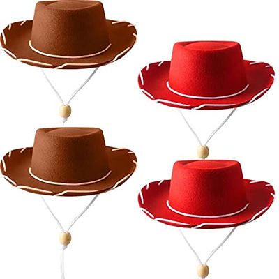 SGBETTER 4 Pack Cowboy Hats Children's Felt Cowboy Hat Woody Inspired Costume Hat Western Rodeo Style Hats for Western Theme Parties Halloween Birthday Christmas Accessory
