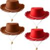 SGBETTER 4 Pack Cowboy Hats Children's Felt Cowboy Hat Woody Inspired Costume Hat Western Rodeo Style Hats for Western Theme Parties Halloween Birthday Christmas Accessory view 1