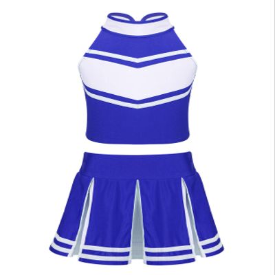 Nikiikoo Kids Girls Cheer Leader Costume Tank Tops and Pleated Mini Skirt Set Schoolgirls Uniform Dance Outfits Blue 14 Years