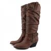 Hbeylia Knee High Boots For Women Fashion Casual Slouchy Ruched Round Toe Chunky Block High Heels Knee Length Boots Winter Fall Dress Stuffed Pull On Mid Calf Tall Boots For Ladies Halloween Decor view 1
