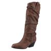 Hbeylia Knee High Boots For Women Fashion Casual Slouchy Ruched Round Toe Chunky Block High Heels Knee Length Boots Winter Fall Dress Stuffed Pull On Mid Calf Tall Boots For Ladies Halloween Decor view 2