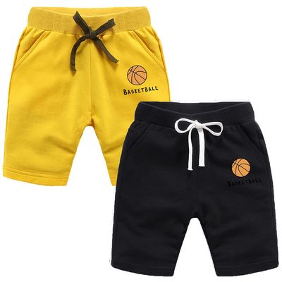 EISHOW 2-Pack Baby Boys Girls Shorts Basketball Soccer Funny Print Short Pants Soft Cotton Shorts with Drawstring Pockets