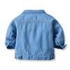IDOPIP Toddler Baby Boys Girls Denim Jacket Kids Button Down Jeans Jacket Top Long Sleeve Ripped Distressed Trucker Jackets Cowboy Basic Casual Coat Outerwear with Pockets Light Blue 5-6 Years view 2