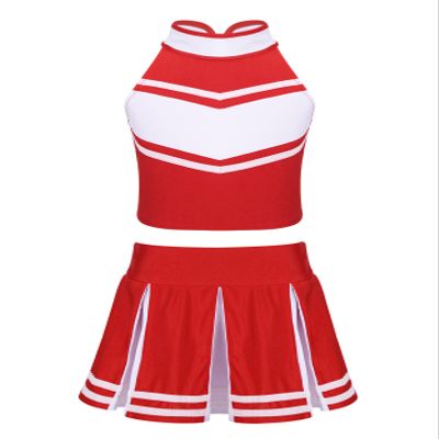 Nikiikoo Kids Girls Cheer Leader Costume Tank Tops and Pleated Mini Skirt Set Schoolgirls Uniform Dance Outfits Red 14 Years