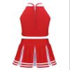 Nikiikoo Kids Girls Cheer Leader Costume Tank Tops and Pleated Mini Skirt Set Schoolgirls Uniform Dance Outfits Red 14 Years view 2