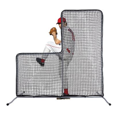 Doubleriver L Screen Baseball Net 7x7, Portable Pitching Guard for Batting Practice, 32mm Thick Steel Tube Frame with Low Rebound Mesh, Protective Safety Gear for Coaches and Teams
