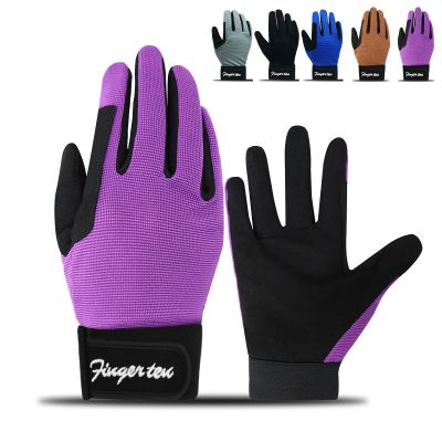 Horse Riding Gloves Equestrian Women Kids for Girls Boys Mesh Breathable Lightweight Color Pack, Comfortable Grip for Summer (Kids-Purple, Medium)